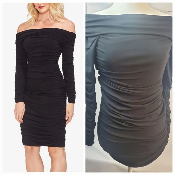 vince camuto ruched bodycon dress Amazon.com: Vince Camuto Velvet Ruched Bodycon with Gathered Long Sleeve Hunter 2 : Clothing, Shoes & Jewelry